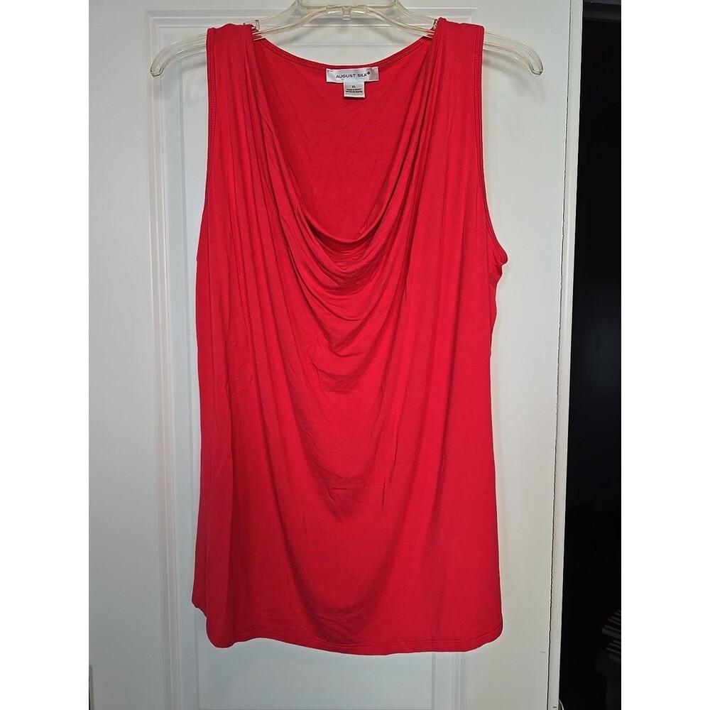 August Silk Sleeveless Top – Size Large, Vibrant Orange, Pre-Loved, Casual, Slee